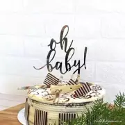 Silver Acrylic 'Oh Baby!' Baby Shower Cake Topper