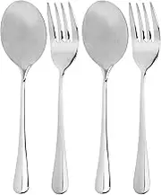 Cornucopia Serving Spoons & Large Serving Forks Set (4 pack, 2 of each); Buffet & Banquet Style Elegant Classic Serving Utensils