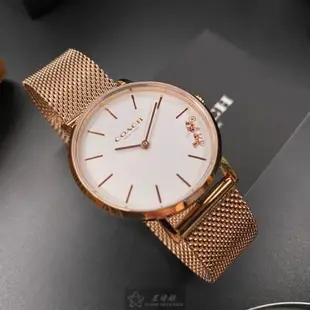 COACH手錶, 女錶 32mm 玫瑰金圓形精鋼錶殼 白色簡約錶面款 CH00048