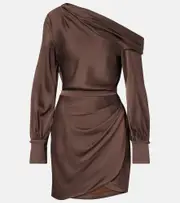 [Simkhai] Simkhai Cameron draped one-shoulder minidress UK 14 brown