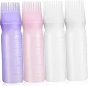 EPIGEIST 4Pcs Hair Oil Applicator Bottles with Root Comb Design Reusable Hair Dye Applicator for Home and Salon Use Easy Squeeze Hair Care Bottles with Graduated Scale