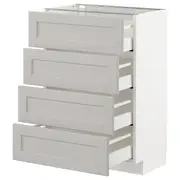METOD base cab 4 frnts/4 drawers, white Maximera/Lerhyttan light grey, 60x37x80 cm