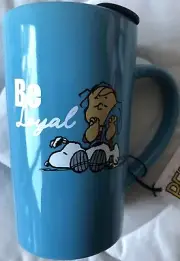 Peanuts~SNOOPY & LINUS~”BE LOYAL “~CERAMIC W/Lid To Go Cup~18 Oz.~NEW~FAST SHIP.