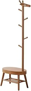 Adjustable Garment Rack Solid Wood Floor Coat Rack Deer Clothes Hanger Bedroom Living Room Storage Rack Cartoon Creative Bedside Table Clothes Rack Standing Hanger(Walnut,Small)