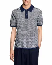Sandro Square Cross Jacquard Polo Shirt