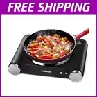 1500W Portable Electric Burner with Adjustable Temperature - Cast Iron Hot Plate