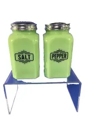 Large, Retro Range Jadeite Glass, Salt & Pepper Set, 4.75" x 2 3/8"