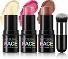 Cream Blush Stick Contour Stick Highlighter Makeup Stick, 3 in 1 Multi Stick Fac