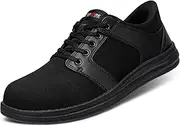 [LARNMERN] Composite Toe Skate Shoes Men Puncture Proof Slip On Work Sneakers Safety Indestructible Canvas Shoe Wide Toe Box