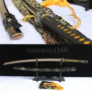 9260 Spring Steel Handmade Japanese Samurai Sword Katana Full Tang Dragon Tsuba.