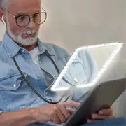 5X Hands Free Magnifying Glass with 50 LED Light,Gooseneck Page Magnifier for Senior Low Vision Rea Black