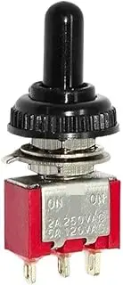 XNWKF 6A 120VAC Mini 2 Position ON ON MTS-102 MTS-202 Toggle Switch 3 Position MTS-103 MTS-203 ON Off ON Switch with Waterproof Cap(MTS-102 Red,with Waterproof Cap)