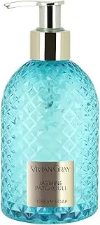 3510 Soap Dispenser with Cream Soap Gemstone, Jasmine & Patchouli, Turquoise/Gold (300 ml)