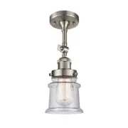 Innovations Small Canton 6" Semi-Flush, Amber/Satin/Seeded Bell - 201F-SN-G184S