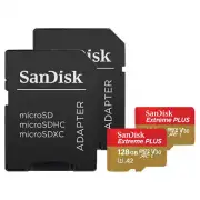 2 Pack 128GB SanDisk Extreme PLUS A2 microSDXC UHS-I Memory Card, Adapter 4k UHD