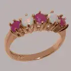 10k Rose Gold Natural Ruby & Opal Womens Eternity Ring - Sizes 4 to 12