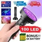 100 LED UV Torch Light Flashlight Lamp Ultraviolet Blacklight Aluminum 395 nM
