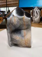 Druzy Agate Quartz Crystal Gemstone Tower Point Specimen 004