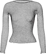 [Generic] Men's Mesh Fishnet Top Transparent Long Sleeve Sheer See Through T Shirt Vest Fitted Muscle Workout Gym Blouse Clubwear