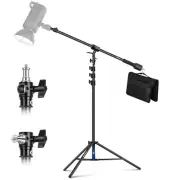 NEEWER Air Cushioned Aluminum Light Stand 3m Stand with Boom Arm， ， Sandbag