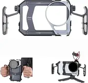 Fotga Universal Smartphone Cage Photo Video Stabilizer W/Handles + 67mm Thread Filter Adapter Rig for iPhone Samsung Cell Phone Vlog Live Stream Filmmaking Video Recording with Cold Shoe Tripod Mount