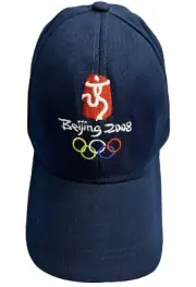 Olympic Hat Beijing 2008 Blue Cap Strapback Adjustable Embroidered Logo Baseball