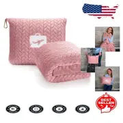 Lightweight Microfleece Travel Blanket Pillow – Plush & Versatile in Light Pink