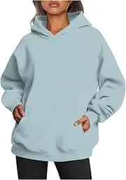 Sczwkhg Womens Hoodies Oversized Sweatshirts 2024 Pullover Fleece Shirts Long Sleeve with Pockets Outfits Fall Winter Clothes