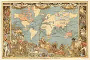 Vintage Old World Map British Empire 1800's CANVAS PRINT poster 24"X16"