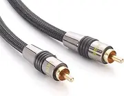 inakustik 100842080 – Deluxe Mono Subwoofer Cable | for Powerful and Dynamic Bass Thanks to The High Copper Content | 3.0 m in Black | Double Shielding - Full Metal Plug | with Braided Shield