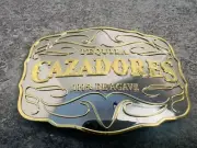 Cazadores Tequila Belt Buckle 100% Agave Large 5 Inches Across Gold +Silver Tone