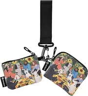 [XYMZR] Group Friends Enjoy Picnic Mini Zip Around Wristlet keychain Wallet for Women Personalized Pattern Detachable Dual Pouch Wristlet Portable Wallet Phone Coin Purse, Multi-colored, One Size