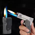 Double Fire Gas Lighter Transformer Gun Pistol Refillable Butane Torch Jet Flame