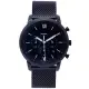 【FOSSIL】FOSSIL 黑色時尚風三眼計時米蘭帶錶帶手錶-黑面X黑色/44mm(FS5707)