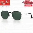 Ray-Ban Hexagonal Flat Sunglasses RB3548 002 54mm Black Frame Green G-15 Lens