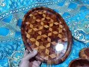 TRAY WOOD BURL, HANDMADE MOROCCO, TRAY WITH BOWL & TRINKET, BEST GIFT OF THUYA