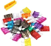 Ruimou 60Pcs Fuses Automotive Kit+Fuse Puller(2A 3A 5A 7.5A 10A 15A 20A 25A 30A 35AMP) for Car/RV/Truck/Motorcycle Replacement Fuse