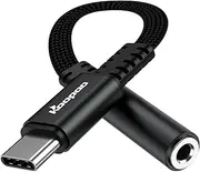 USB C to 3.5mm Headphone Jack, KOOPAO Audio Aux Cord 3.5mm Headphone Adapter for iPhone 16 15 Pro Max Galaxy S21+/S20/S20+ iPad Pro 2018/2020/2021