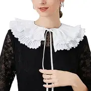 [NiceYnn] Princess Multilayer Lace Shawl False Collar, Detachable Mini Cape Half Shirt Blouse Fake Collar for Women Girls White Mesh Lace Flower