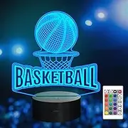Attivolife Basketball 3D Illusion Lamp, Remote Control with 16 Colors Changing Timer Hologram Night Light, Birthday Xmas Desk Bedroom Decoration, Great Gift Ideas for Sports Fan Kid Boy Girl