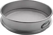 Ksrnsne Garden Sieve Steel Stainless Steel Riddle Sieve Mesh Soil Sifter Filter Tool Round Mesh Sand Sifting Pan 20cm x 20cm x 5cm, Silver