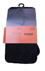 Ladies Small Medium Missoni for Target Tights Shiny Ebony Black Zig Zag NWT