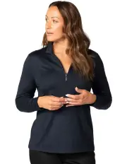 [Fella Hamilton] Hedrena Zip Polo Long Sleeve Top in Navy