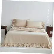 Belgian Linen Sheet Set with Long Ruffles 4pcs (1 Flat Sheet, 1 King Long Linen
