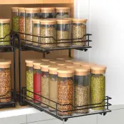 2-Tier Spice Rack, Pull Out Cabinet Organizer Spice Racks Height Adjustable Heav