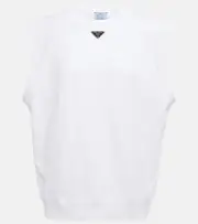 [Prada] Prada Logo cotton jersey top AU 16 white