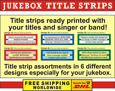 ⭐ 50 Jukebox title strips with titles of your own choice ⭐ Choose your design !