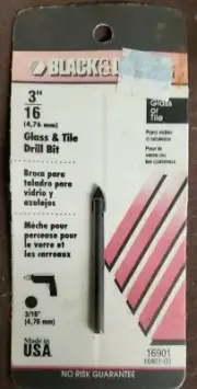 Black & Decker Drill Bit Glass Tile 3/16" NOS