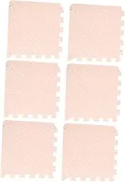 PAMINGONO 6Pcs Thicken Eva Leaf Grain Interlocking Floor Mat Cushioned Splicing Rug for Stylish Beige Design for Living Rooms Bedrooms and Play Areas