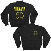 Authentic NIRVANA Smiley Juniors Girls Satin Jacket L NEW